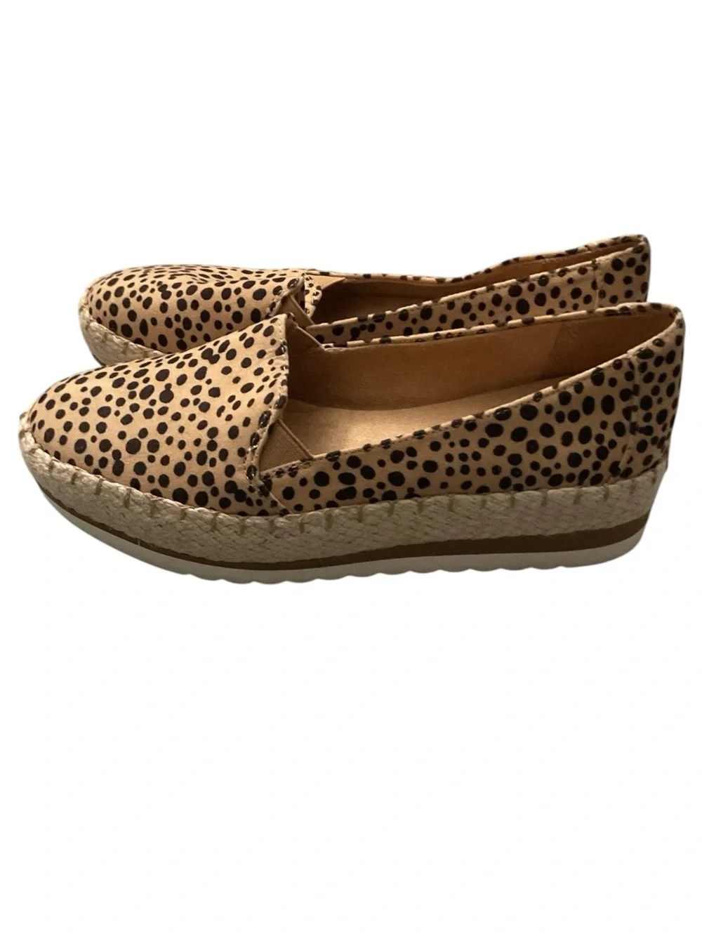 Dr. Scholl's Tan Espadrilles with Black Cheetah Spots
